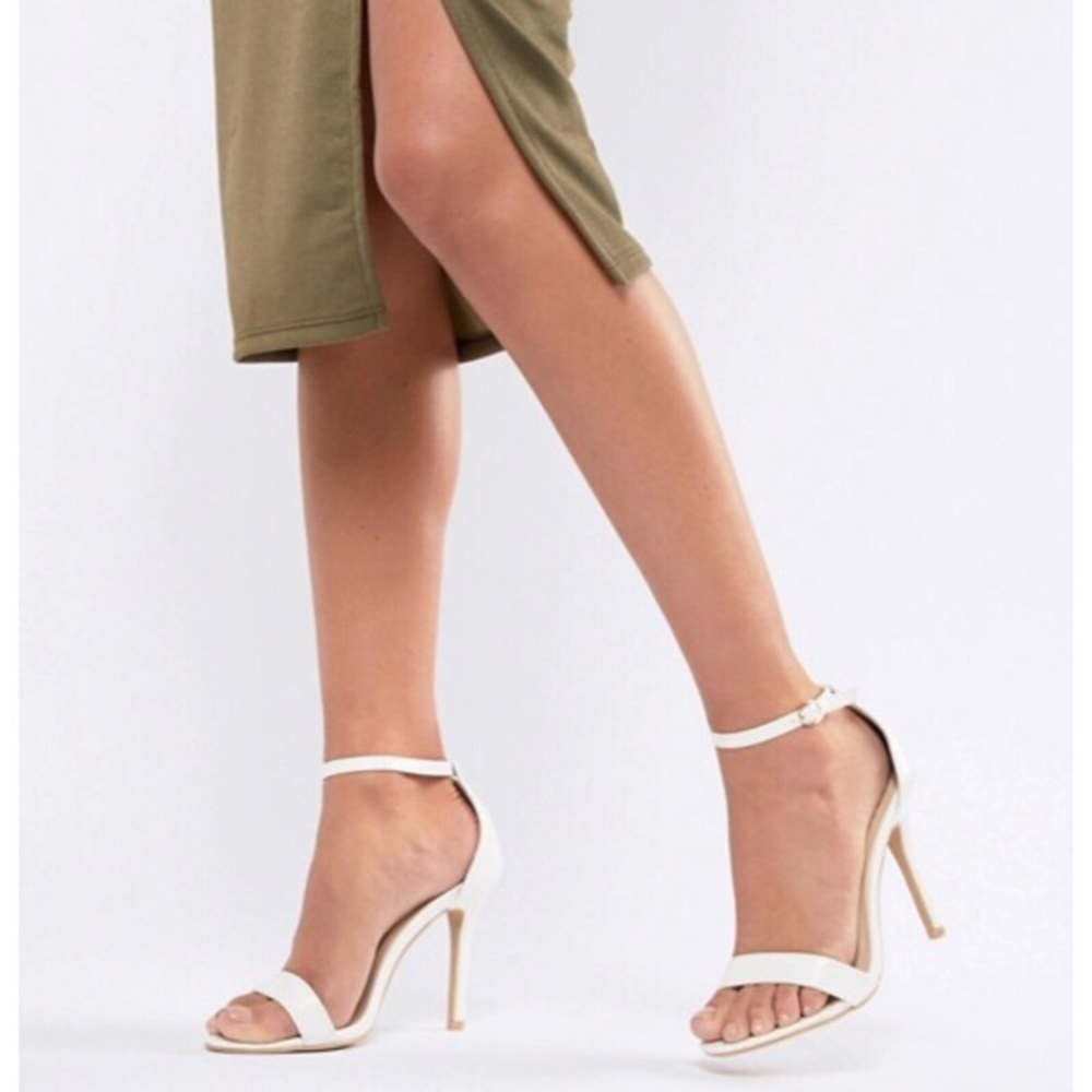 Glamorous White Barely There Heeled Sandal